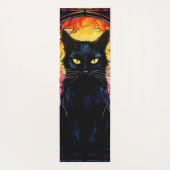 Tapis De Yoga Black Cat Vitrail Rouge Éffrayant (Dos)