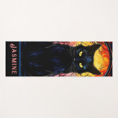 Tapis De Yoga Black Cat Vitrail Rouge Éffrayant (Devant (Horizontal))