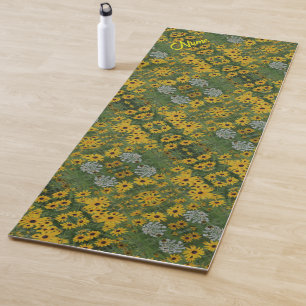 Tapis De Yoga Black Eyed Susan Flowers Abstrait Personnalisé