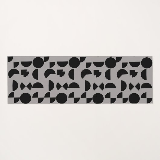 Tapis De Yoga Black Grey Moderne Elégant géométrique Tribal (Dos (Horizontal))