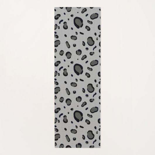 Tapis De Yoga Black Leopard Pattern On Grey (Devant)