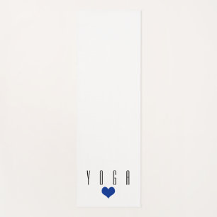 Tapis De Yoga Blanc avec noir Texte Bleu Coeur