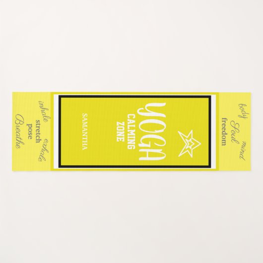 Tapis De Yoga Blanc jaune (Devant (Horizontal))