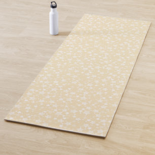 Tapis De Yoga Blanc sur jaune Motif d'étoiles d'impression Lin