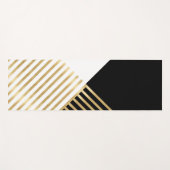 Tapis De Yoga Blancs d'or géométrique noir moderne (Devant (Horizontal))