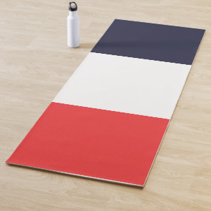 Tapis De Yoga Bleu blanc et rouge rayures design rayé