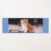 Tapis De Yoga Bleu "Chat Papa" Orange Kitten (Devant (Horizontal))