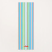 Tapis De Yoga Bleu clair bandes combo avec nom (Devant)