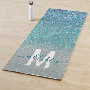 Tapis De Yoga Bleu clair Turquoise Parties scintillant brillante