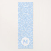 Tapis De Yoga Bleu doux et blanc avec Monogramme (Dos)