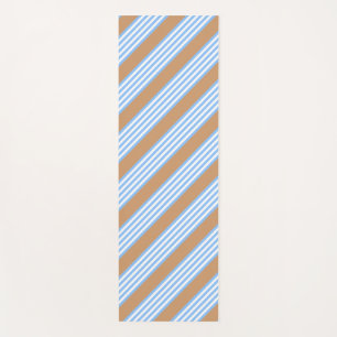 Tapis De Yoga Bleu et blanc cinq bandes motif avec bronze
