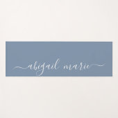 Tapis De Yoga Bleu et blanc Dusty Script personnalisé réversible (Devant (Horizontal))