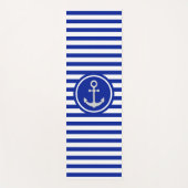 Tapis De Yoga Bleu et blanc et Ancre gris argenté (Devant)