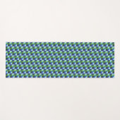 Tapis De Yoga Bleu et Vert Rétro Triangles Géométriques (Devant (Horizontal))