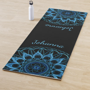 Tapis De Yoga Bleu glace Mandala Fleur Yoga Mat