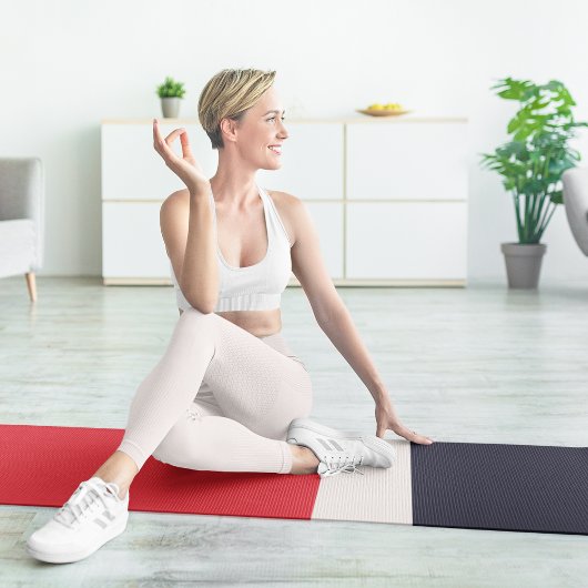 Tapis De Yoga Bleu Marine Avec Rouge