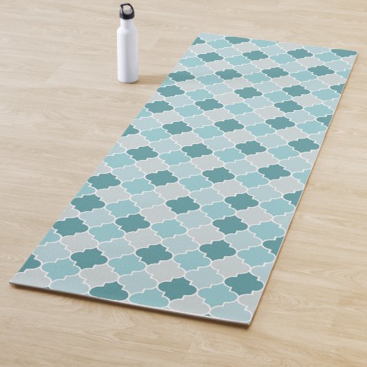 Tapis De Yoga Bleu Marocain Trellis, Lattes, Quatrefoil (En situation)