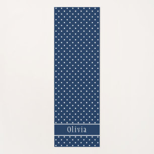 Tapis De Yoga Bleu Nuit Et Points Blancs Et Nom Personnalisé