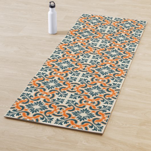 Tapis de yoga bleu portugais (En situation)