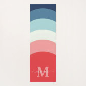 Tapis De Yoga Bleu rose arc-en-ciel rayures de courbe Monogramme (Dos)
