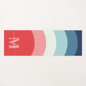 Tapis De Yoga Bleu rose arc-en-ciel rayures de courbe Monogramme (Devant (Horizontal))