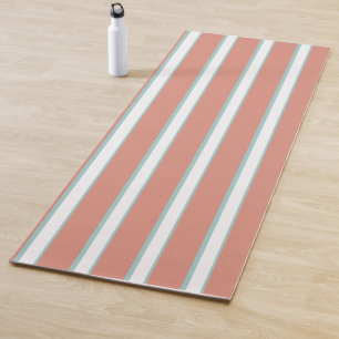 Tapis De Yoga Bleu, rose et blanc rayures motif
