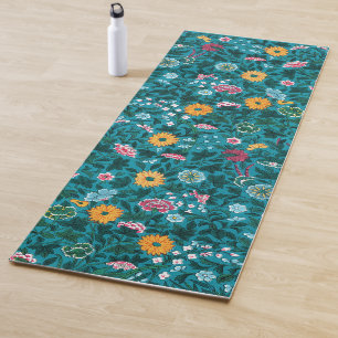 Tapis De Yoga Bleu Turquoise Vert Rouge rose Jaune Motif Floral