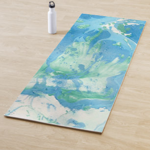 Tapis De Yoga Bleu Vert Blanc Moderne Abstrait Design Modèle