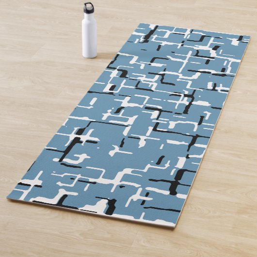 Tapis De Yoga Bleu vert noir blanc Motif unique (En situation)