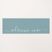 Tapis De Yoga Bleu Vert Nom Personnalisé Prière Ou (Dos (Horizontal))