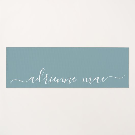 Tapis De Yoga Bleu Vert Nom Personnalisé Prière Ou (Devant (Horizontal))