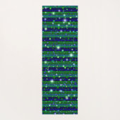 Tapis De Yoga Bleu vert rayures avec étoiles et Raindrops (Dos)