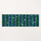 Tapis De Yoga Bleu vert rayures avec étoiles et Raindrops (Devant (Horizontal))