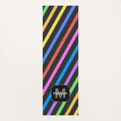Tapis De Yoga Bleu violet Bleu noir bandes trippées Monogramme (Devant)