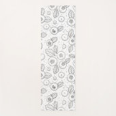 Tapis De Yoga Bleuets en noir et blanc (Devant)