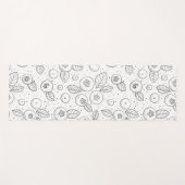 Tapis De Yoga Bleuets en noir et blanc (Devant (Horizontal))