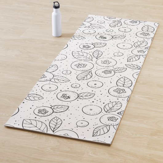 Tapis De Yoga Bleuets en noir et blanc (En situation)