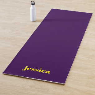 Tapis De Yoga Bloc de couleur minimaliste nom personnalisé