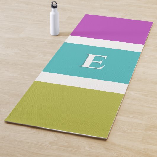 Tapis De Yoga Blocage de couleur rose vert bleu moderne (En situation)