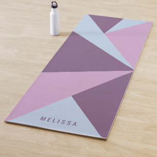 Tapis De Yoga Blocs de couleur triangle violet et bleu pâle & no