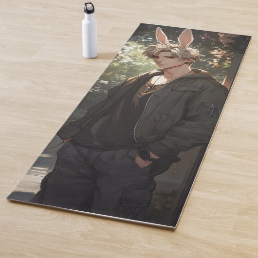 Tapis De Yoga Blond Anime Bunny Boy (En situation)