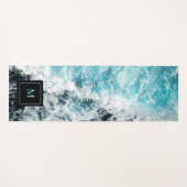 Tapis De Yoga Blue Black Ocean Waves Hawaii Monogramme (Devant (Horizontal))