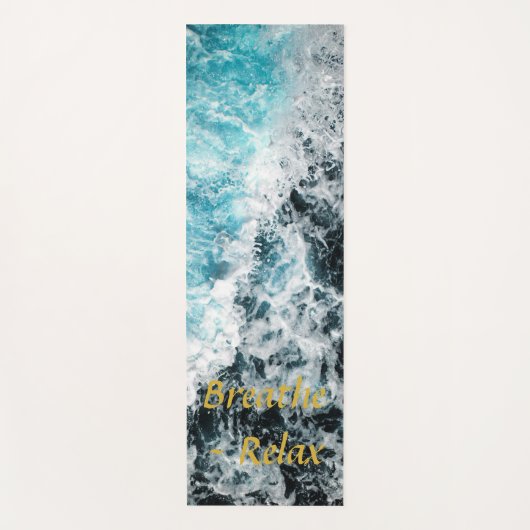 Tapis De Yoga Blue Black Ocean Waves Hawaii personnalisable (Devant)