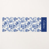 Tapis De Yoga Blue Chinoiserie Monogram Name (Devant (Horizontal))