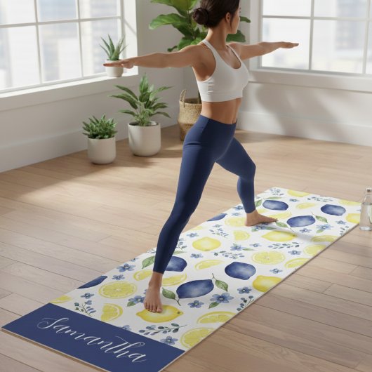 Tapis De Yoga Blue French Country Lemon Pattern Name 