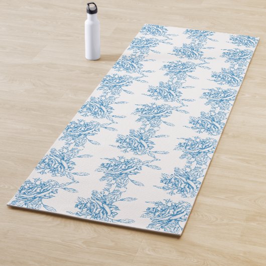 Tapis De Yoga Blue French Toile Pattern (En situation)