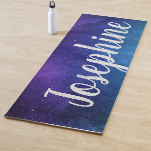 Tapis De Yoga Blue Galaxy Celestial Stars Space Art Personnalisé