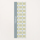Tapis De Yoga Blue Tile French Country Lemon Name Monogram (Devant)
