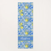 Tapis De Yoga Blue Tile French Country Lemon Pattern Provencal (Dos)