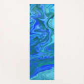 Tapis De Yoga Blue Turquoise Marine Abstrait Fluid Marble Art (Devant)